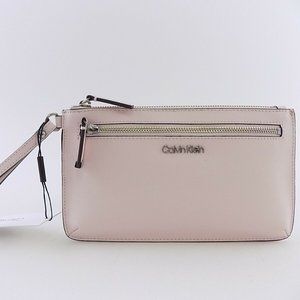 CALVIN KLEIN POWDER PINK SAFFIANO LEATHER Wristlet